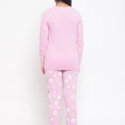 Lil Tomatoes Kids Pink Printed Full Sleeves T-Shirt + Pyjamas image 2