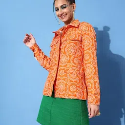 KASSUALLY Orange Printed Blazer-picture-19