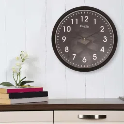 eCraftIndia Designer Round Analog Black Wall Clock image 1