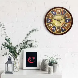 eCraftIndia Designer Round Analog Black Wall Clock image 1