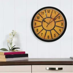 eCraftIndia Designer Round Analog Black Wall Clock image 2