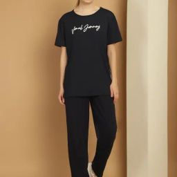 Vimal Jonney Black Cotton Logo Print T-Shirt & Track Pants Set-picture-29