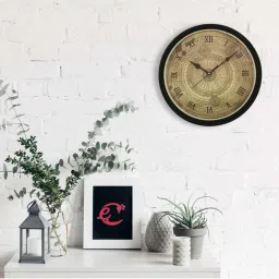 eCraftIndia Designer Round Analog Black Wall Clock image 1