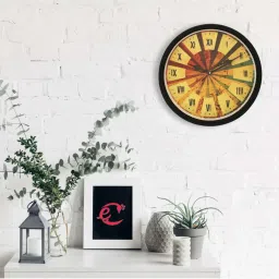 eCraftIndia Designer Round Analog Black Wall Clock image 1
