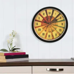 eCraftIndia Designer Round Analog Black Wall Clock image 2