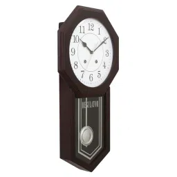 eCraftIndia White Dial Octangle Brown Wooden Pendulum Wall Clock image 5