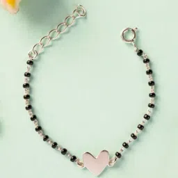CLARA 925 Silver Nazariya Heart Bracelet with Black Beads for Baby Boys & Girls-picture-39