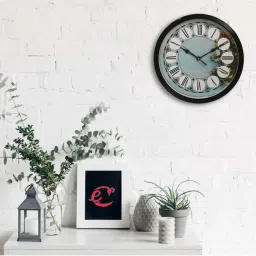 eCraftIndia Designer Round Analog Black Wall Clock image 2