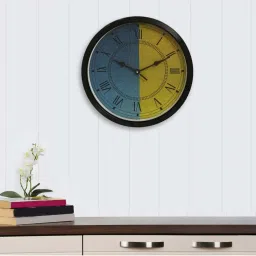 eCraftIndia Designer Round Analog Black Wall Clock image 1