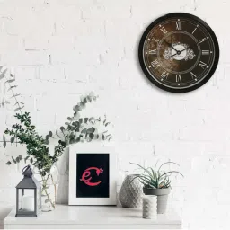 eCraftIndia Designer Round Analog Black Wall Clock image 2