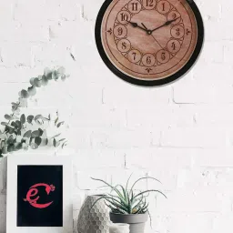 eCraftIndia Designer Round Analog Black Wall Clock image 1