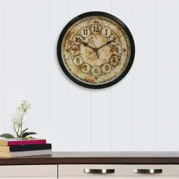 eCraftIndia Designer Round Analog Black Wall Clock image 1