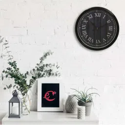 eCraftIndia Designer Round Analog Black Wall Clock image 2