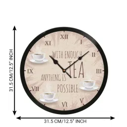 eCraftIndia 'With Enough Tea Anything Is Possible' Designer Round Analog Black Wall Clock image 4