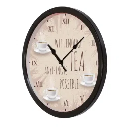 eCraftIndia 'With Enough Tea Anything Is Possible' Designer Round Analog Black Wall Clock image 5