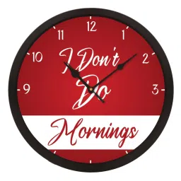 eCraftIndia 'Wont Do Mornings' Designer Round Analog Black Wall Clock image 3