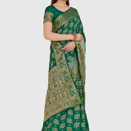 Mimosa Green Woven Kanjivaram Saree With Blouse image 3