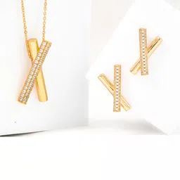 MAHTTAB Gold Plated Cubic Zirconia Stones Studded Jewellery Set image 4