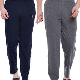 mack jonney VIMAL Men Set Of 2 Grey And Navy Blue Solid Lounge Pants-picture-42