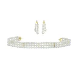 Sri Jagdamba Pearls Golden Necklace & Earring Set-picture-13