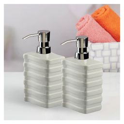 Kookee Ceramic Soap Dispenser liquid handwash pump for Bathroom, Set of 2, White (10979)-350 ml-picture-6
