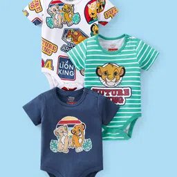Babyhug Disney Interlock Half Sleeves Onesies With Lion King Graphics Pack of 3 - Multicolour-image-38