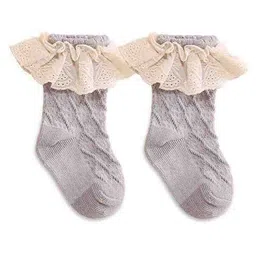 Kidofash Ruffled & Lace Detailed Socks - Grey-picture-18
