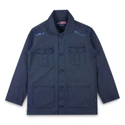 INFINITY Cotton Woven Full Sleeves Chevron Printed Jacket - Navy Blue-picture-38
