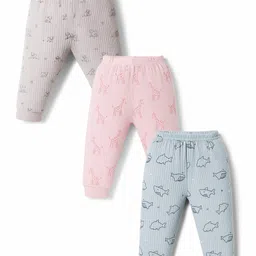 Zero Interlock Knit Full Length Lounge Pants With Animal & Sea Life Print Pack of 3 - Pink Light Blue-picture-10