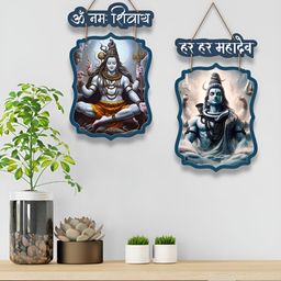 ArtVibes 2-Pcs Blue & White Printed Wooden Wall Hanging-picture-27