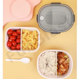 FunBlast Double Compartment Lunch Box with Spoon - Pink image 2