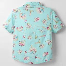 CrayonFlakes Rayon Woven Half Sleeves Floral Printed Shirt - Green image 3
