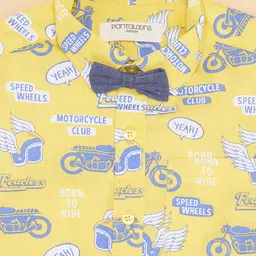Pantaloons Junior Cotton Woven Full Sleeves Motor Cycle Printed Shirt With Bow - Yellow image 3
