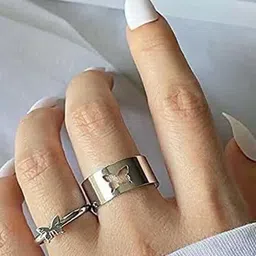 Ringzinnie Set Of 2 Stones Studded Couple Adjustable Finger Rings-picture-12