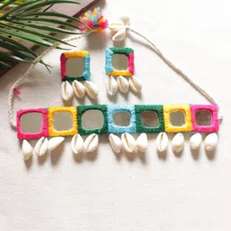 A Local Tribe Hand Embroidered Mirrors Choker Jewellery Set-image-9