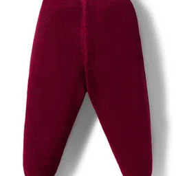 Babyhug Knitted Full Sleeves Solid Sweater Set - Maroon image 5