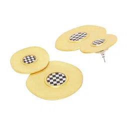 Golden Peacock Gold-Toned Circular Drop Earrings image 3