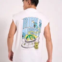 Sf Jeans By Pantaloons White Cotton Loose Fit Printed Tank Tee image 2