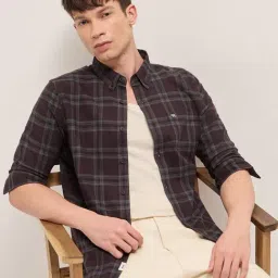 The Bear House Maroon Cotton Checked Regular Fit Shirt-picture-39