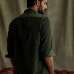 ANDAMEN Olive Regular Fit Corduroy Shirt image 2