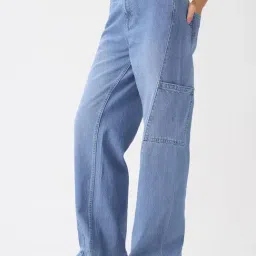 The Souled Store Blue Solid Cargo Jeans image 2