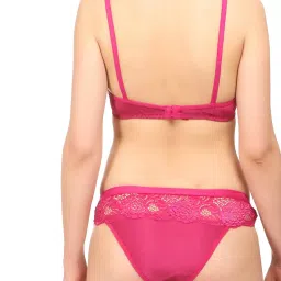 AROUSY Pink Self Pattern Bra Panty Set image 2