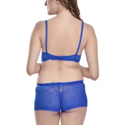 AROUSY Green & Blue Self Pattern Bra Panty Set - Pack Of 3 image 2