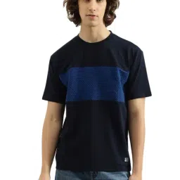 United Colors Of Benetton Navy Cotton Boxy Fit Colour Block T-Shirt-image-15