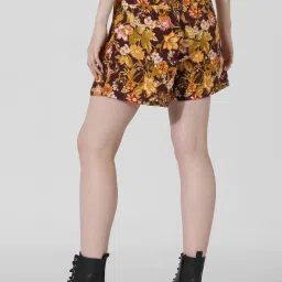 Only Brown Floral Print Shorts image 2