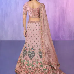 Odette Pink Embroidered Semi Stitched Lehenga Blouse Set With Dupatta image 2