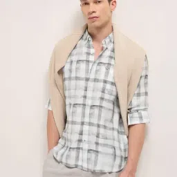 The Bear House Grey Cotton Checked Regular Fit Shirt-picture-26