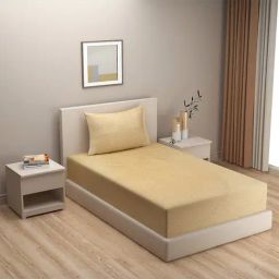 Swayam Pure Magic Geometric White & Beige 144 TC Cotton Single Bedsheet with 2 Pillow covers-picture-21