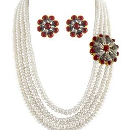 Sri Jagdamba Pearls Golden Alloy Necklace Set-picture-17