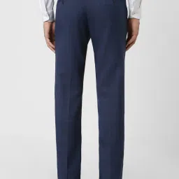 Peter England Navy Slim Fit Checks Trousers image 2